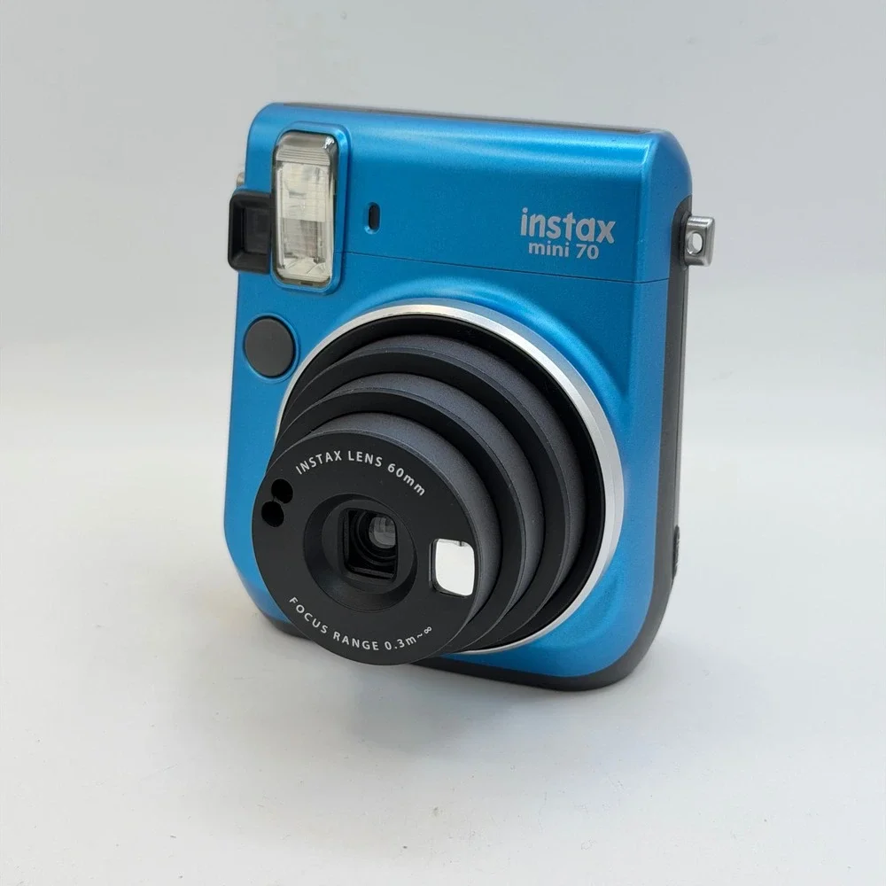 Fujifilm Instax Mini 70 Instant Film Camera Blue 60mm Lens Selfie Tested Works!